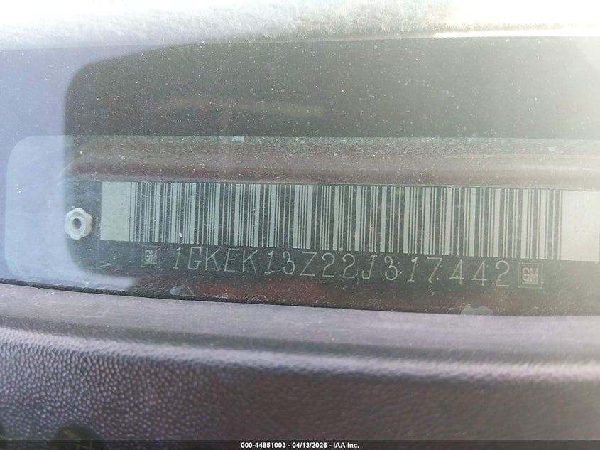 2002 GMC Yukon Sle VIN: 1GKEK13Z22J317442 Lot: 44851003