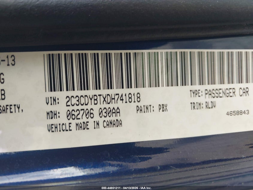 2013 Dodge Challenger R/T Plus VIN: 2C3CDYBTXDH741818 Lot: 44851211