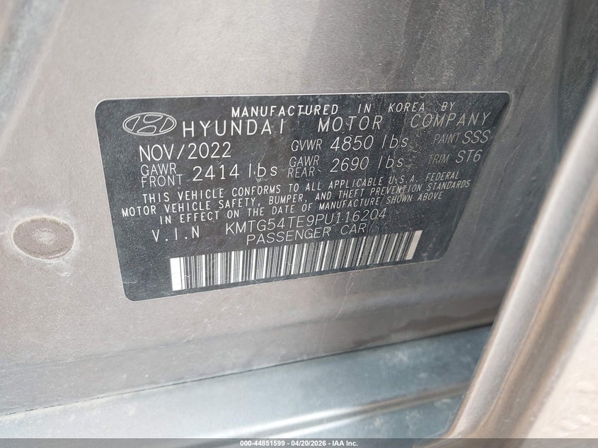 2023 Genesis G70 3.3T Rwd VIN: KMTG54TE9PU116204 Lot: 44851599