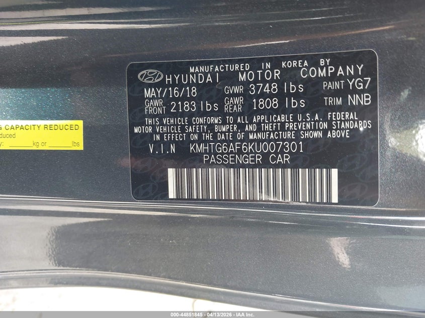 2019 Hyundai Veloster 2.0 Premium VIN: KMHTG6AF6KU007301 Lot: 44851845