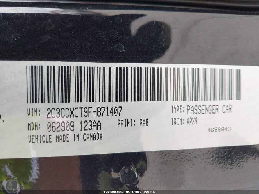 2015 Dodge Charger R/T VIN: 2C3CDXCT9FH871407 Lot: 44851848