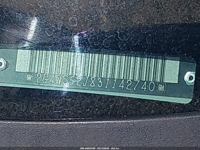 2003 Buick Century Custom VIN: 2G4WS52J831142740 Lot: 44852106