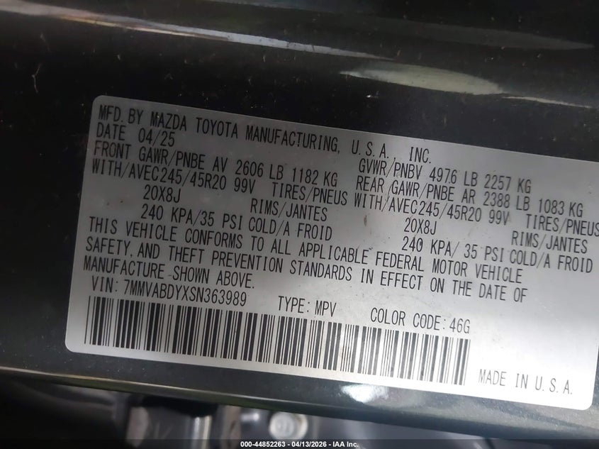2025 Mazda Cx-50 2.5 Turbo Premium Package VIN: 7MMVABDYXSN363989 Lot: 44852263