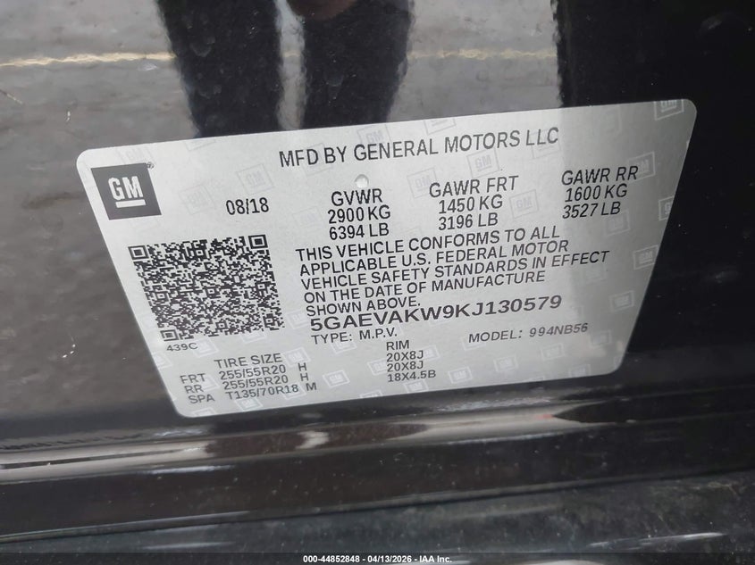 2019 Buick Enclave Awd Essence VIN: 5GAEVAKW9KJ130579 Lot: 44852848