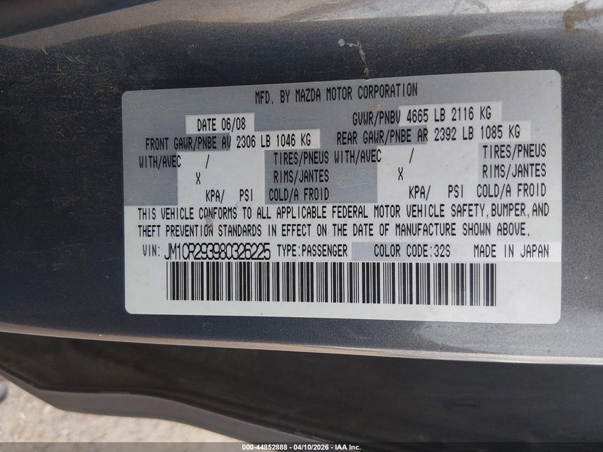 2008 Mazda Mazda5 Sport VIN: JM1CR293980326225 Lot: 44852888