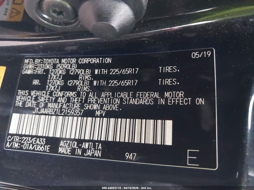 2020 Lexus Nx 300 VIN: JTJAARBZ1L2159357 Lot: 44853118