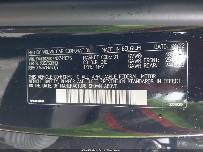 2022 Volvo Xc40 T5 Momentum VIN: YV4162UK4N2741075 Lot: 44853242