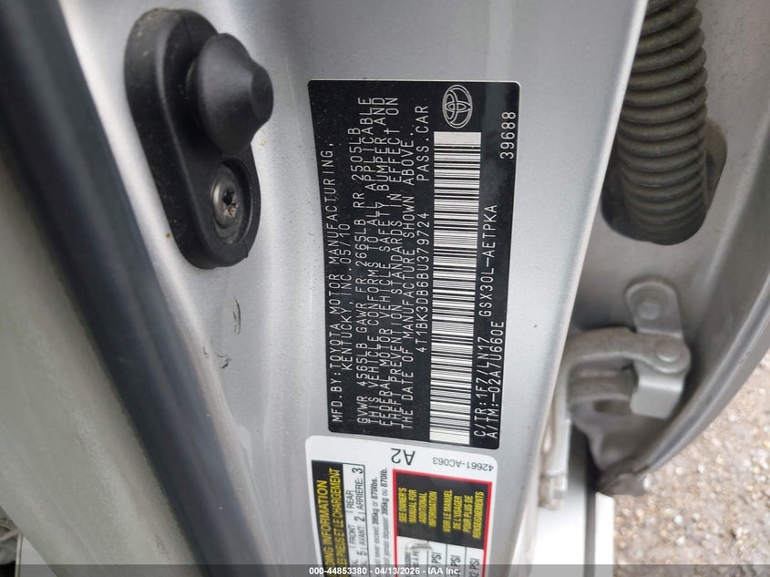 2011 Toyota Avalon Limited VIN: 4T1BK3DB6BU379724 Lot: 44853380