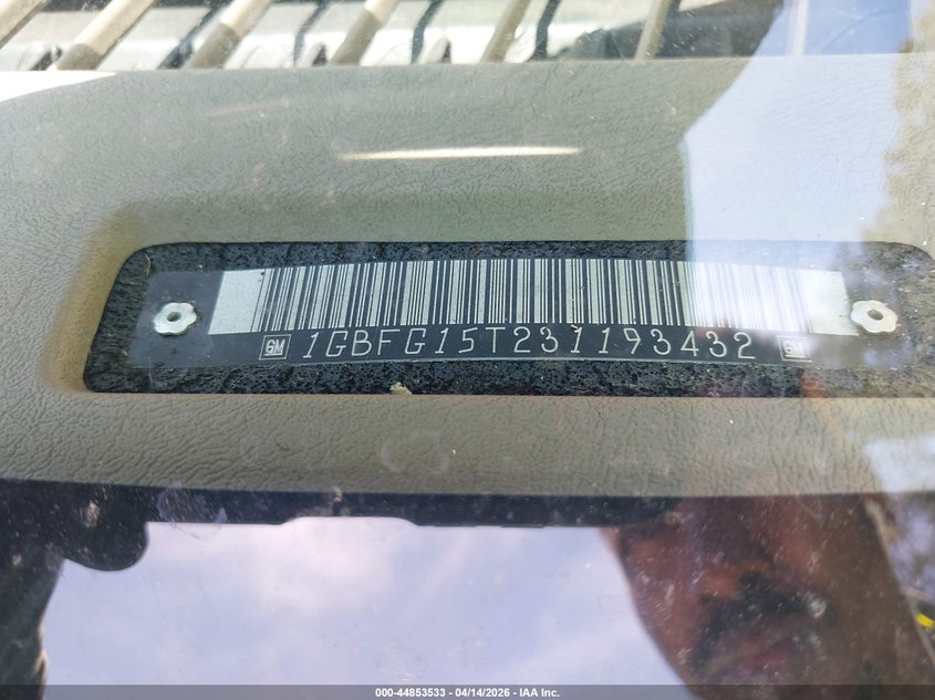 2003 Chevrolet Express Upfitter VIN: 1GBFG15T231193432 Lot: 44853533