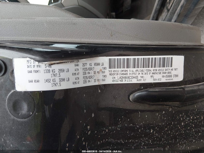 2006 Jeep Grand Cherokee Laredo VIN: 1J4GR48K06C334435 Lot: 44853618