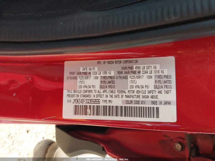 2016 Mazda Cx-5 Sport VIN: JM3KE4BY0G0659699 Lot: 44853808