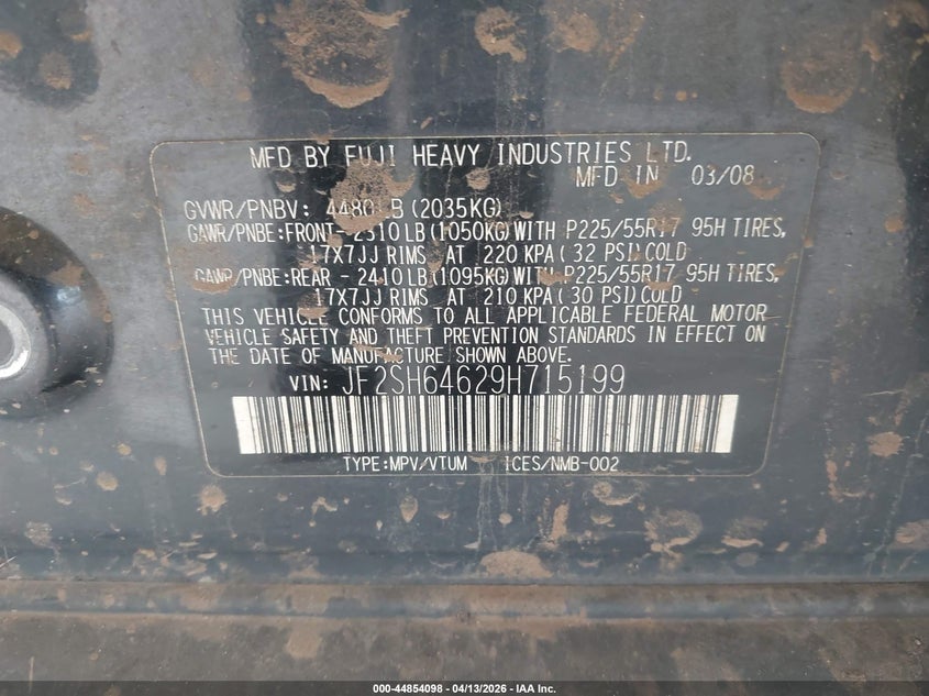 2009 Subaru Forester 2.5X L.l. Bean Edition VIN: JF2SH64629H715199 Lot: 44854098