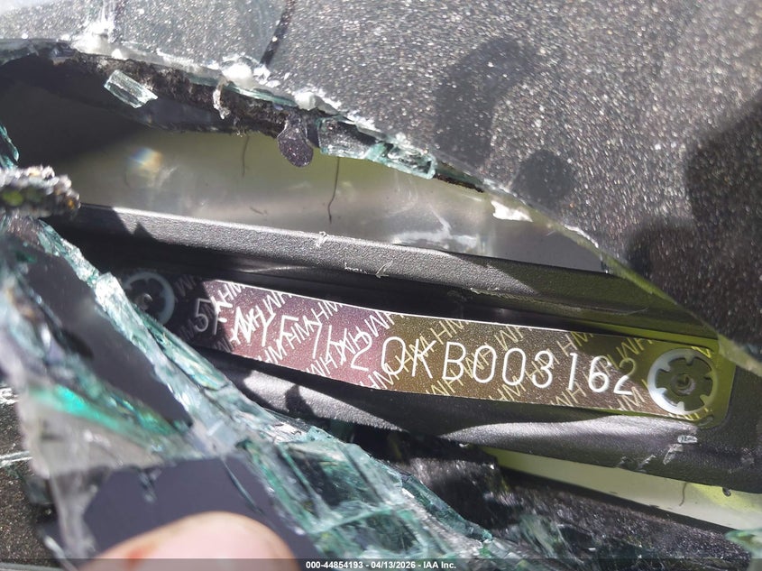 2019 Honda Passport Sport VIN: 5FNYF7H20KB003162 Lot: 44854193