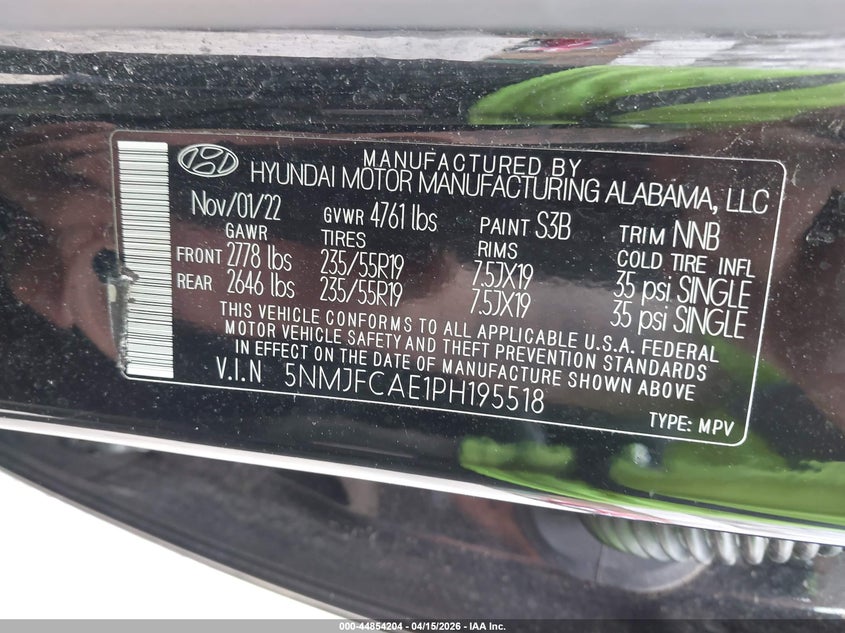 2023 Hyundai Tucson Sel VIN: 5NMJFCAE1PH195518 Lot: 44854204