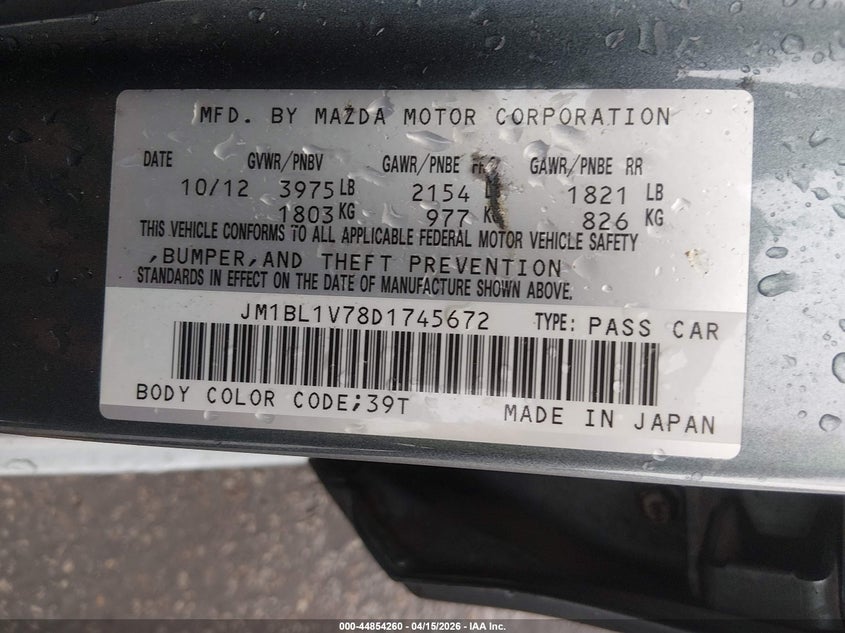 2013 Mazda Mazda3 I Touring VIN: JM1BL1V78D1745672 Lot: 44854260