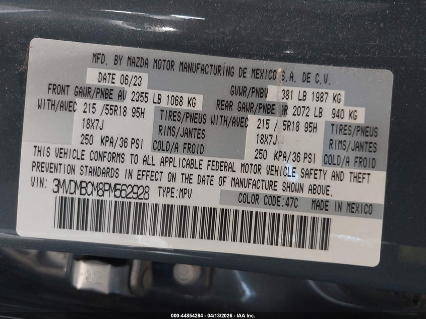 2023 Mazda Cx-30 2.5 S Carbon Edition VIN: 3MVDMBCM8PM562928 Lot: 44854284