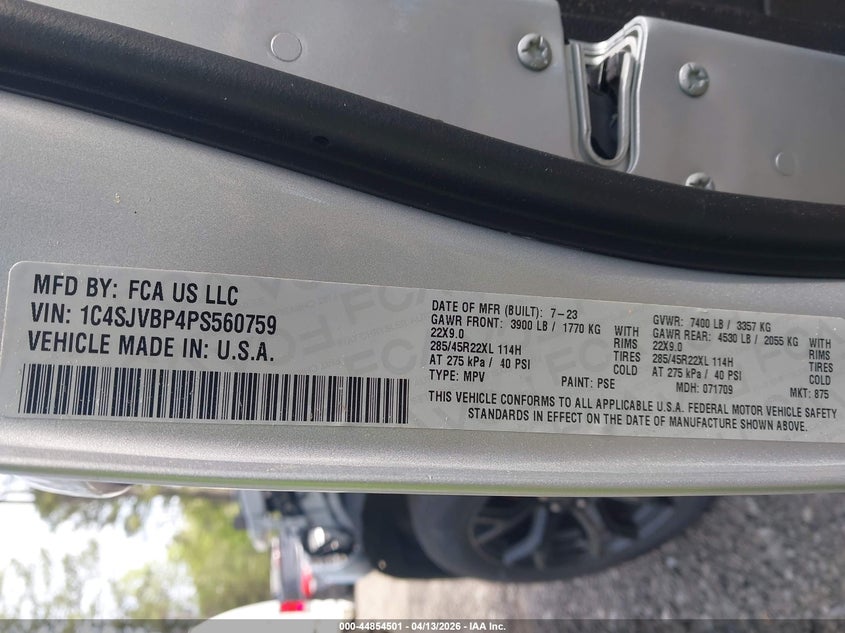 2023 Jeep Wagoneer Series Ii Carbide 4X4 VIN: 1C4SJVBP4PS560759 Lot: 44854501