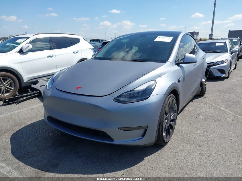 2023 Tesla Model y Performance Dual Motor All-Wheel Drive grey Lot 111044854676 Vin 7SAYGDEF5PF774634