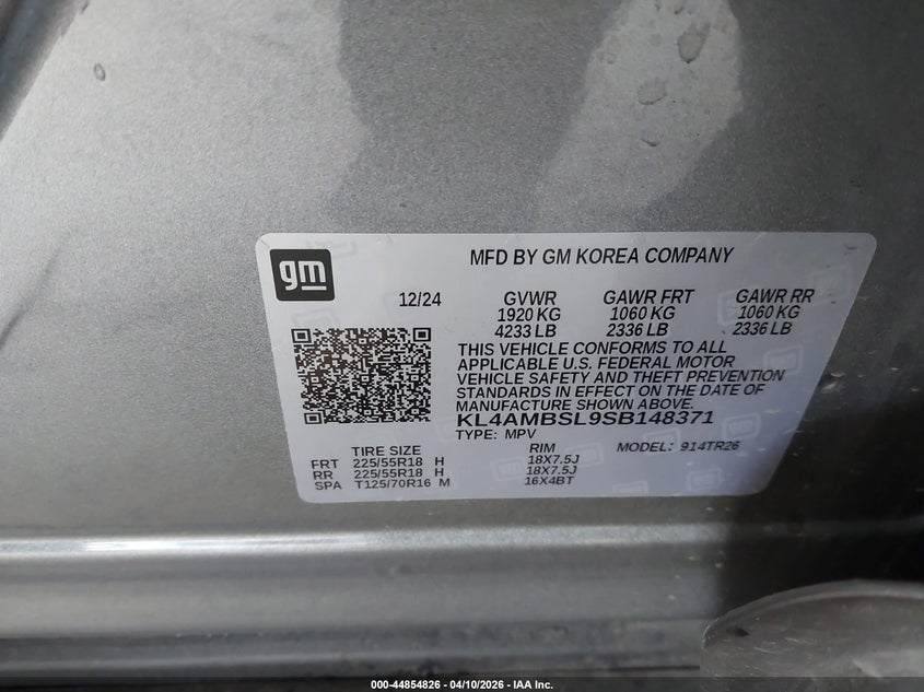 2025 Buick Encore Gx Preferred Fwd VIN: KL4AMBSL9SB148371 Lot: 44854826