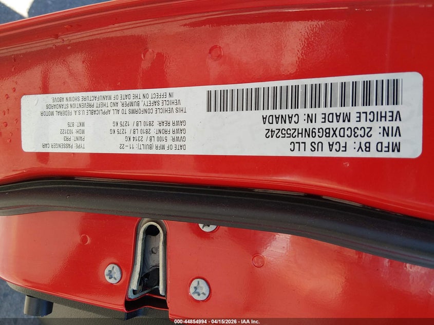 2022 Dodge Charger Sxt Rwd VIN: 2C3CDXBG9NH255242 Lot: 44854994