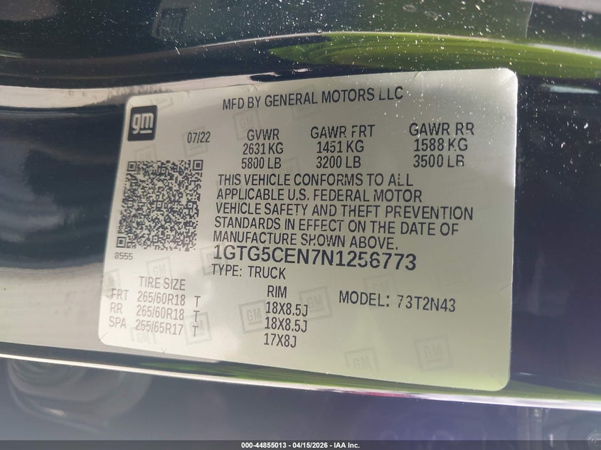 2022 GMC Canyon 2Wd Short Box Elevation VIN: 1GTG5CEN7N1256773 Lot: 44855013