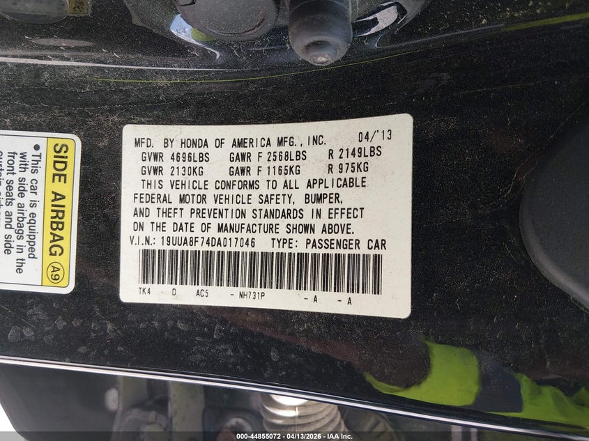 2013 Acura Tl 3.5 VIN: 19UUA8F74DA017046 Lot: 44855072