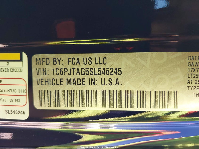 2025 Jeep Gladiator High Tide VIN: 1C6PJTAG5SL546245 Lot: 44855102
