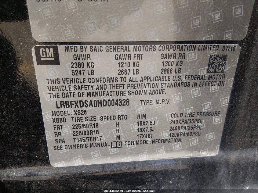 2017 Buick Envision Essence VIN: LRBFXDSA0HD004328 Lot: 44855179