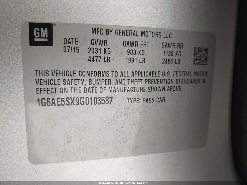 2016 Cadillac Ats Premium Collection VIN: 1G6AE5SX9G0103587 Lot: 44855326