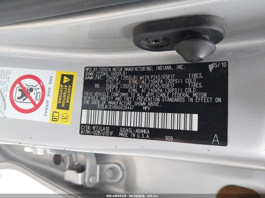 2010 Toyota Highlander Se V6 VIN: 5TDJK3EH9AS026447 Lot: 44855329