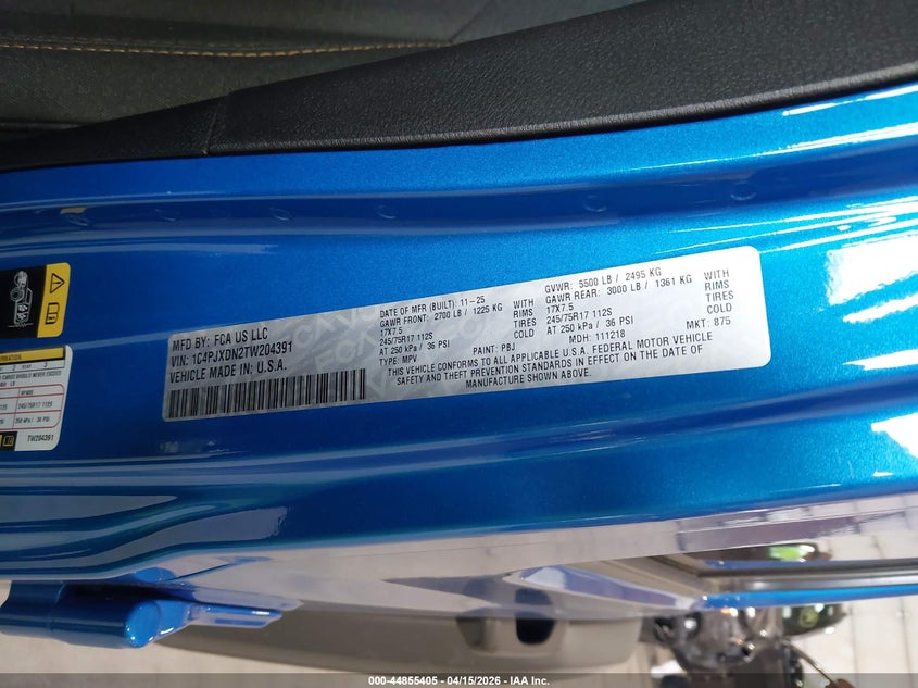 2026 Jeep Wrangler Sport S VIN: 1C4PJXDN2TW204391 Lot: 44855405