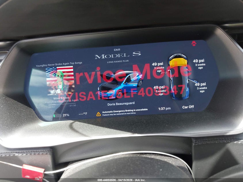 2020 Tesla Model S Long Range Dual Motor All-Wheel Drive/Long Range Plus Dual Motor All-Wheel Drive VIN: 5YJSA1E25LF409347 Lot: 44855506