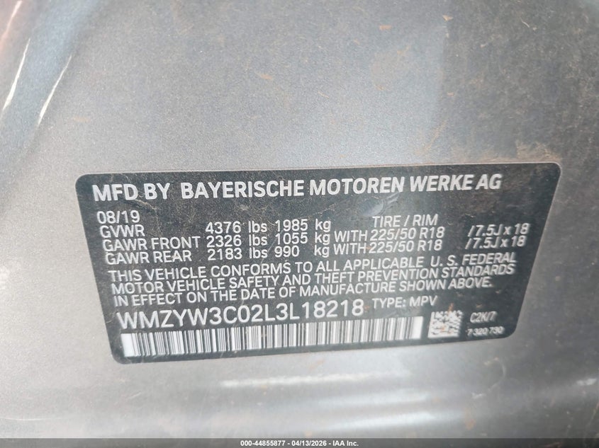 2020 Mini Countryman Cooper VIN: WMZYW3C02L3L18218 Lot: 44855877