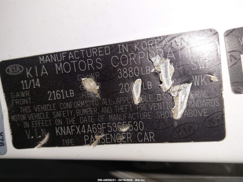 2015 Kia Forte Lx VIN: KNAFX4A69F5365530 Lot: 44856231