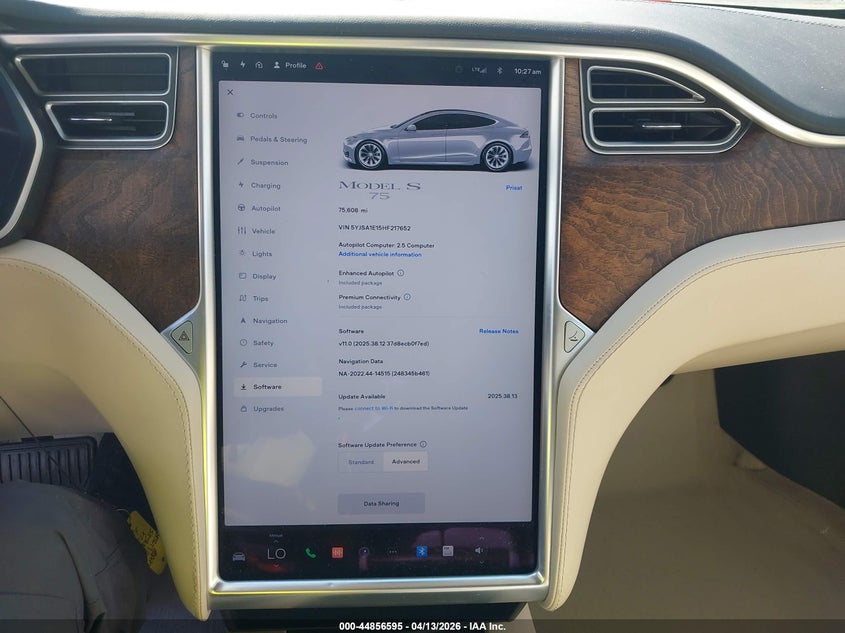 2017 Tesla Model S 60/75 VIN: 5YJSA1E15HF217652 Lot: 44856595