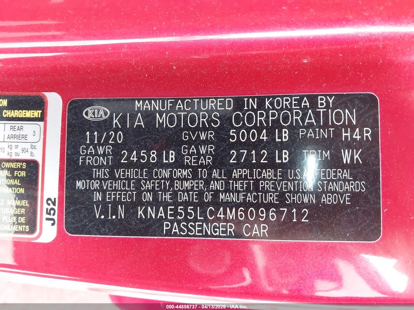 2021 Kia Stinger Gt2 VIN: KNAE55LC4M6096712 Lot: 44856737