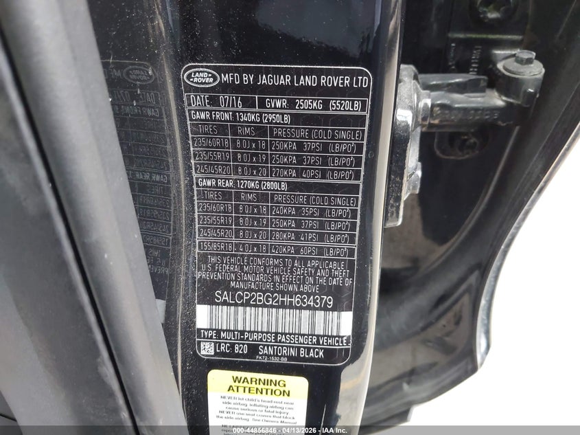 2017 Land Rover Discovery Sport Se VIN: SALCP2BG2HH634379 Lot: 44856846