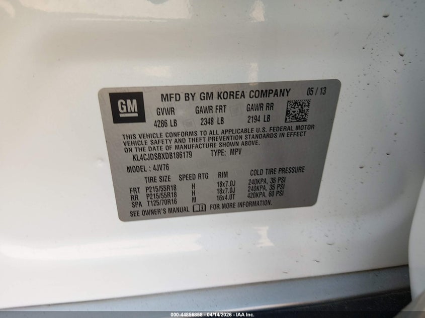 2013 Buick Encore Premium VIN: KL4CJDSBXDB186179 Lot: 44856858
