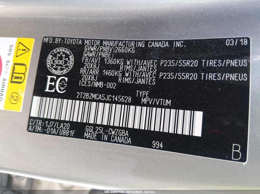 2018 Lexus Rx 350 VIN: 2T2BZMCA5JC145628 Lot: 44857143