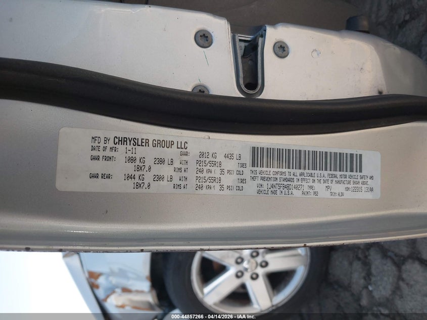 2011 Jeep Compass Limited VIN: 1J4NT5FB4BD140271 Lot: 44857266