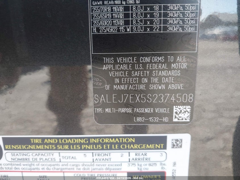 2025 Land Rover Defender 110 P300 VIN: SALEJ7EX5S2374508 Lot: 44857454