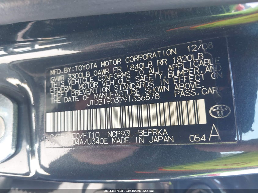 2009 Toyota Yaris S VIN: JTDBT903791336878 Lot: 44857628