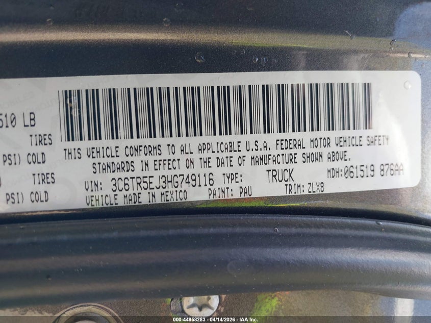 2017 Ram 2500 Power Wagon 4X4 6'4 Box VIN: 3C6TR5EJ3HG749116 Lot: 44858283