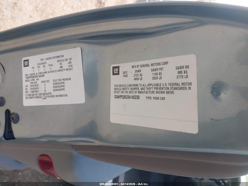 2003 Buick Lesabre Custom VIN: 1G4HP52K334140238 Lot: 44858381