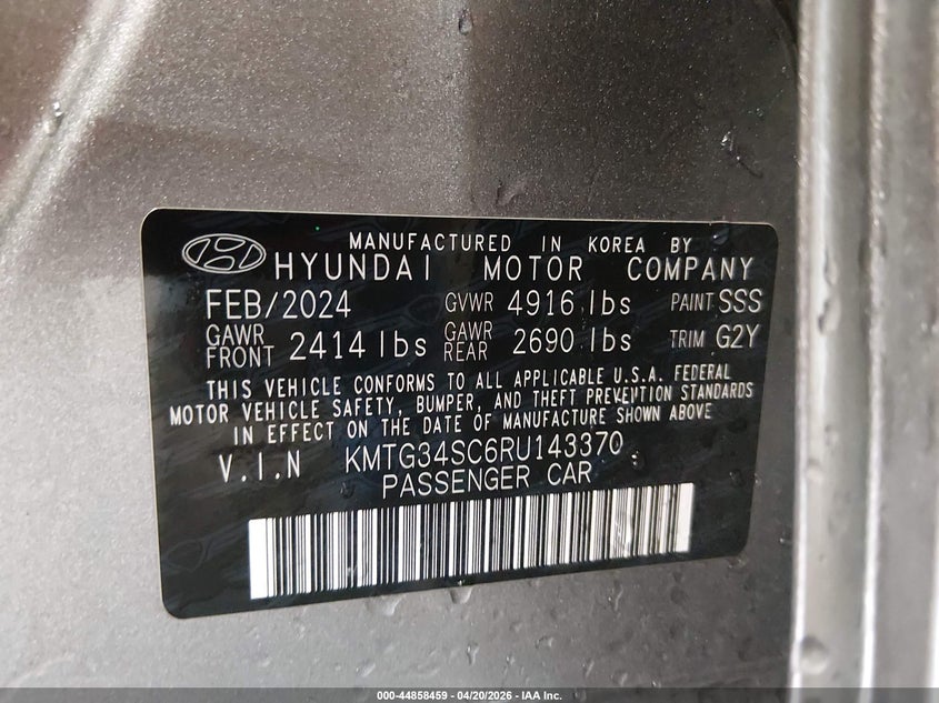 2024 Genesis G70 2.5T Awd VIN: KMTG34SC6RU143370 Lot: 44858459
