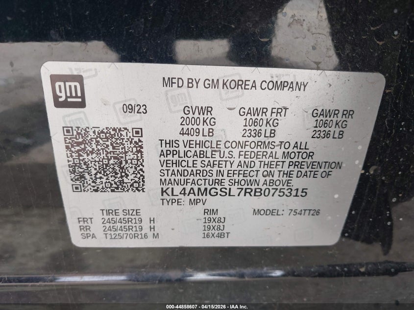 2024 Buick Encore Gx Avenir Awd VIN: KL4AMGSL7RB075315 Lot: 44858607