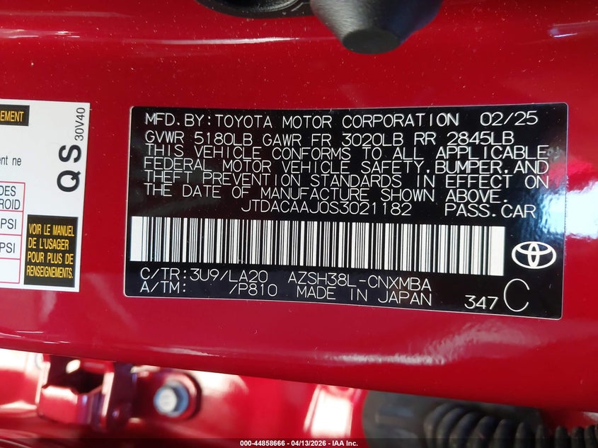 2025 Toyota Crown Signia Xle VIN: JTDACAAJ0S3021182 Lot: 44858666