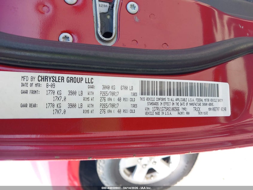 2010 Dodge Ram 1500 Slt/Sport/Trx VIN: 1D7RV1GT5AS106566 Lot: 44858983