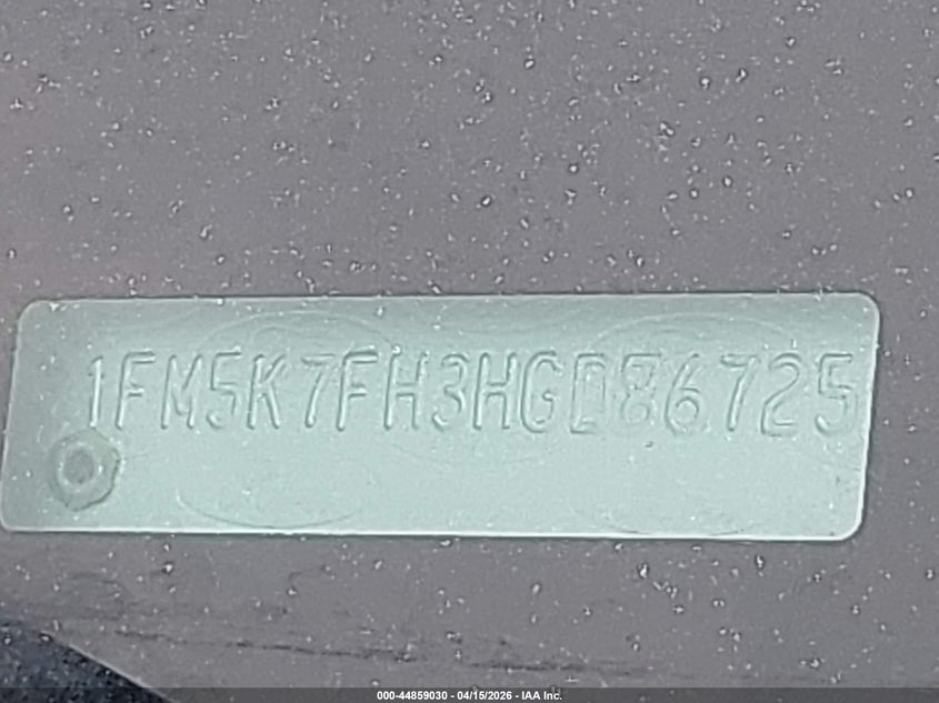 2017 Ford Explorer Limited VIN: 1FM5K7FH3HGD86725 Lot: 44859030