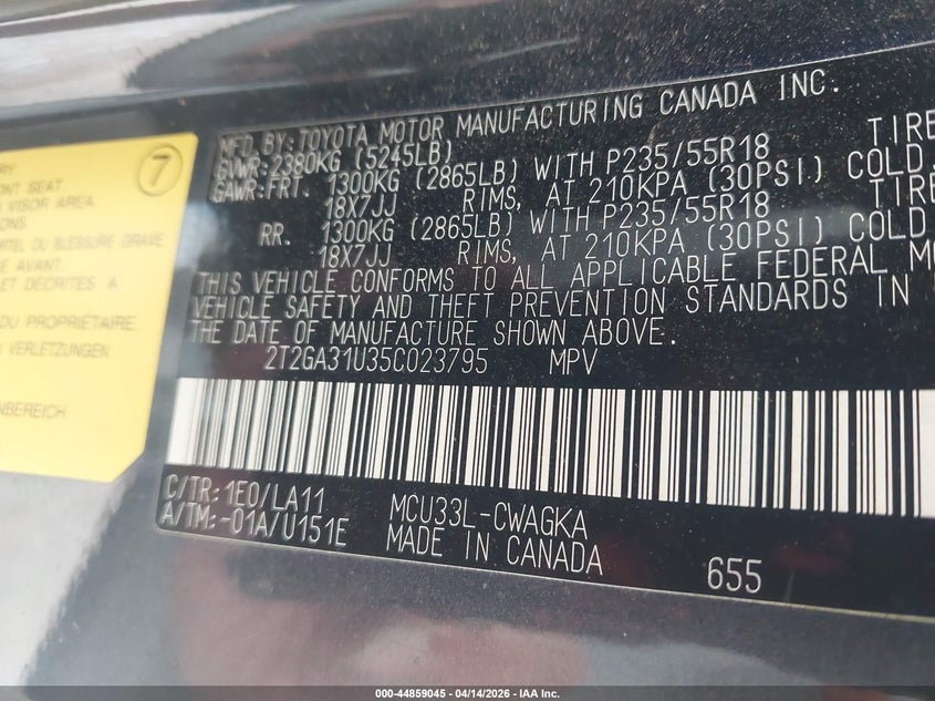 2005 Lexus Rx 330 VIN: 2T2GA31U35C023795 Lot: 44859045